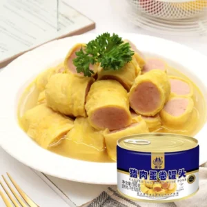 Canned Meat Accept OEM China Best Quality Egg Rolls With Pork Luncheon Meat for Sale Pork Luncheon Meat Food Can
