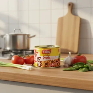 180g Sterilized Canned Pork Mince with Bean Paste Seasoning Instant Ready to Eat Q5 OEM Canned Food