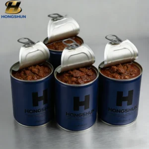 Food Grade Tinplate Cylinder Beef Spread Cans with Pull Ring Sealing Recyclable Transparent Easy Open Lids