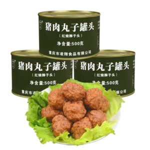 Fried Braised Pork Meatballs Canned 500g Salt Preserved Ready to Eat Outdoor Emergency Supplies